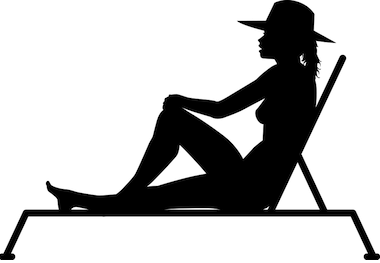 Silhouette figure woman lounge beach chair