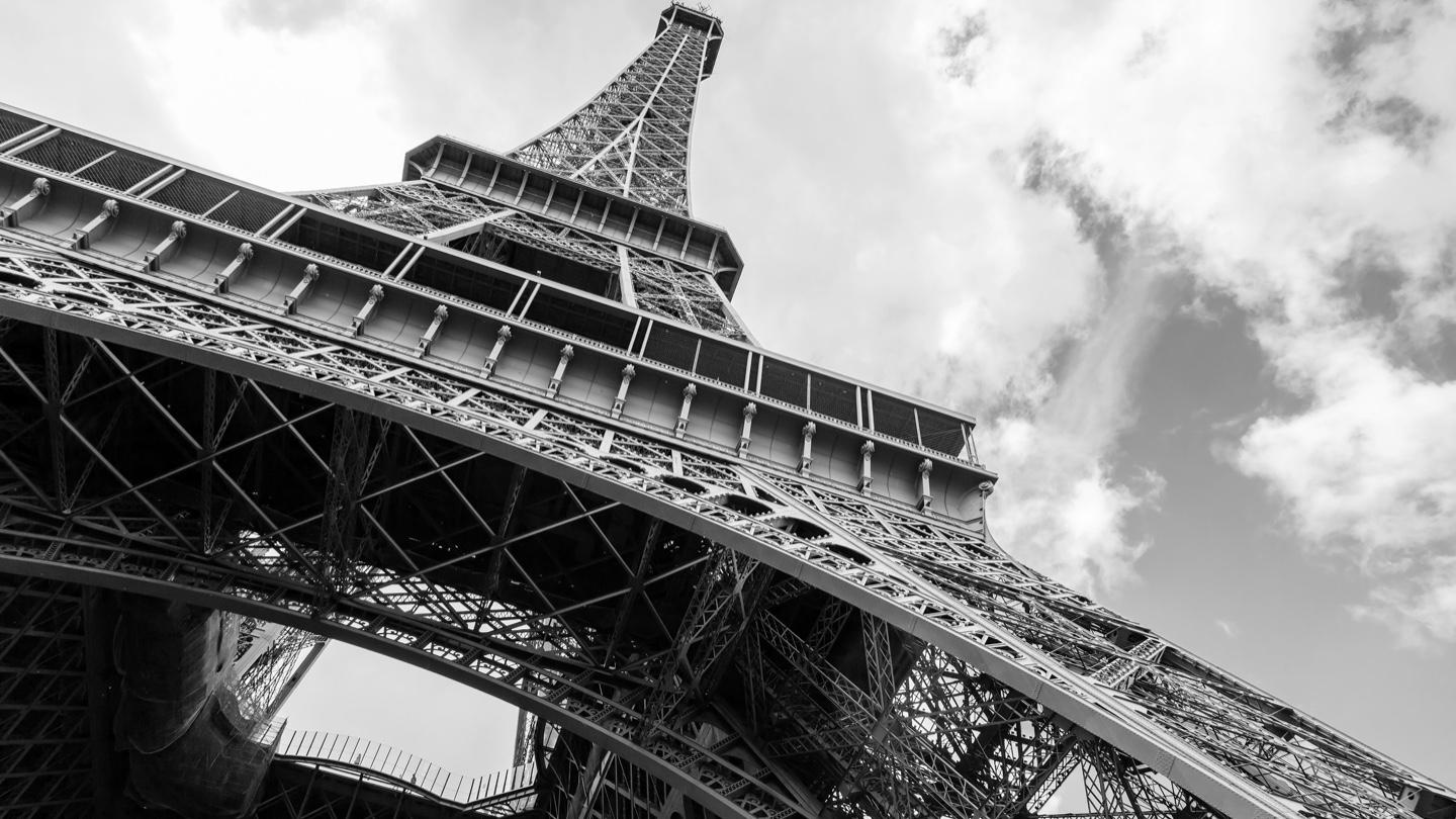 image: looking up Eiffel Tower