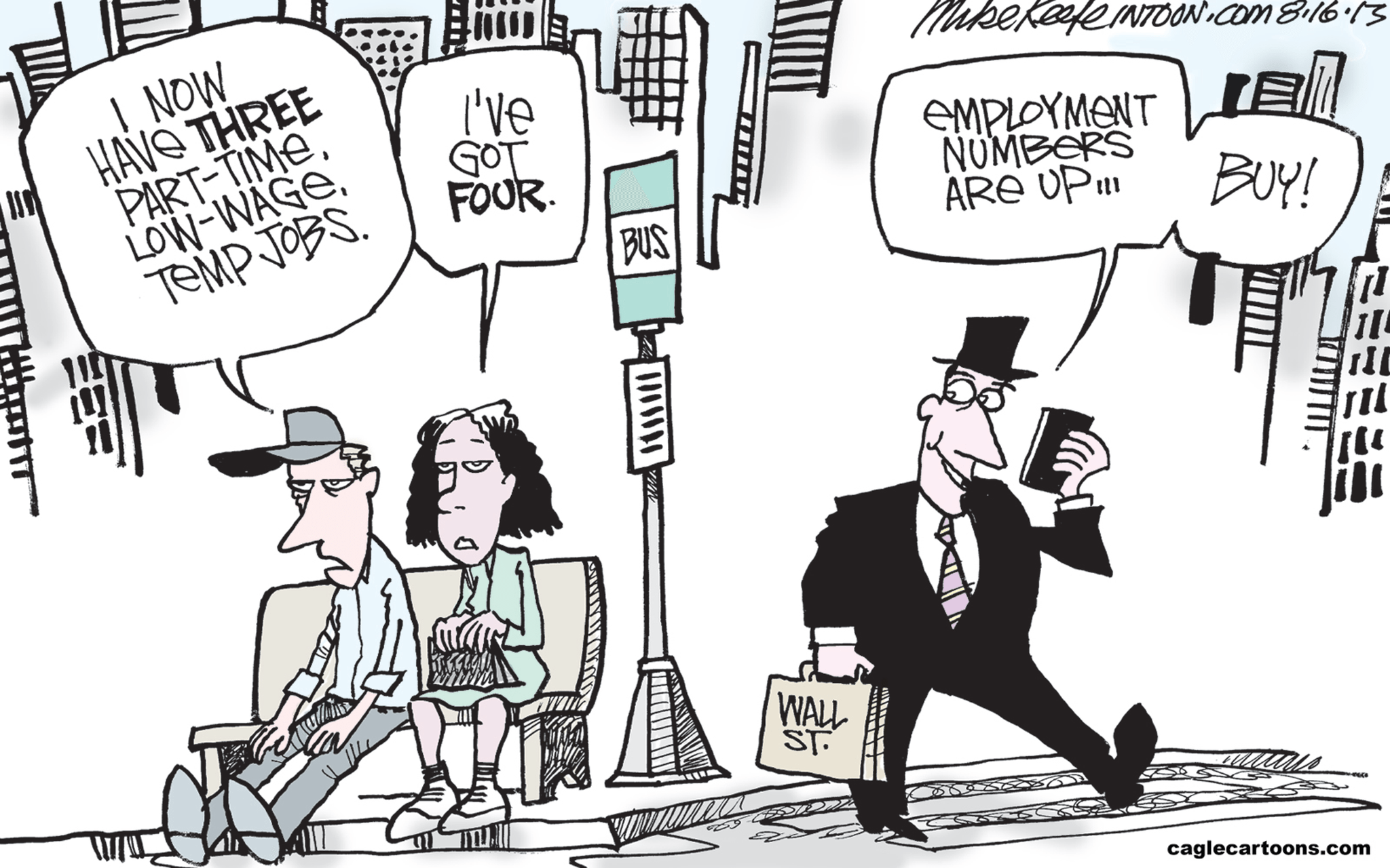 Cartoon Gig Economy - the poor work harder, the rich get richer